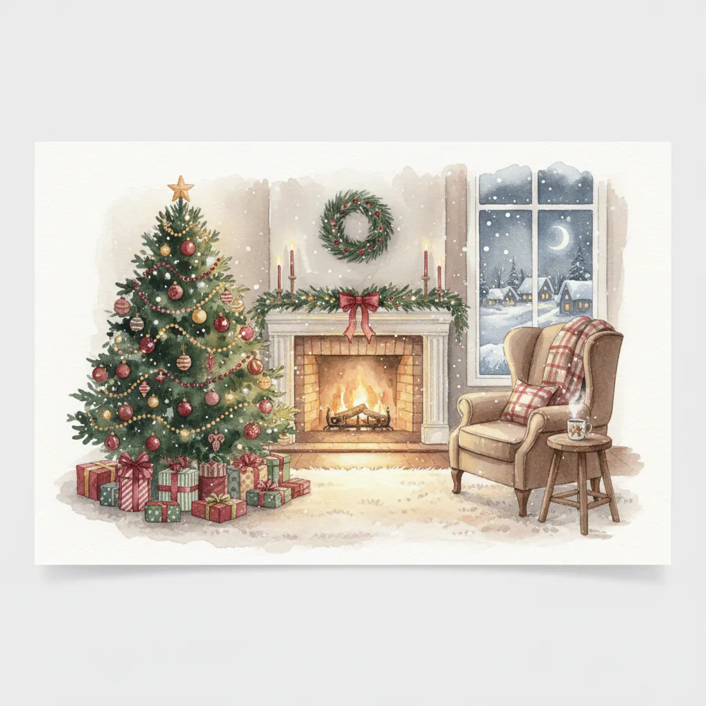 Illustration for a Christmas greeting card guide